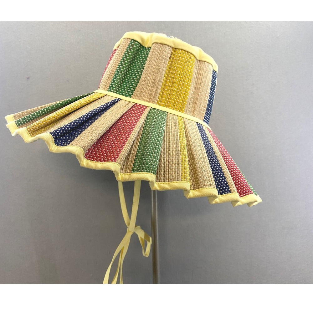 Lorna Murray x Kathy Hilton Capri Sun Hat Multicolor Striped Natural Fiber Sz M - Picture 4 of 9